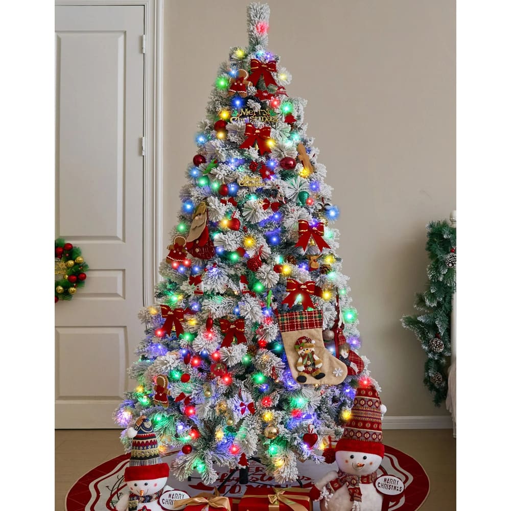 Walmart BSHAPPLUS 7.5 ft Pre-Lit Snow Flocked Christmas Tree