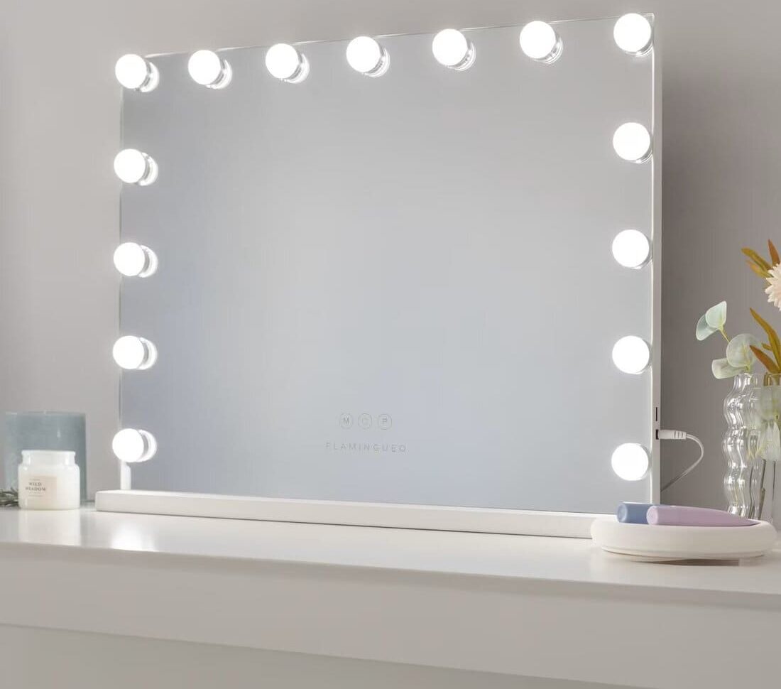 Espejo maquillaje luz 15 led metal