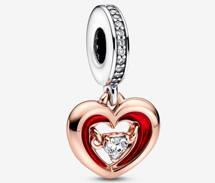 Pandora Charm Colgante Corazón Radiante en Dos Tonos