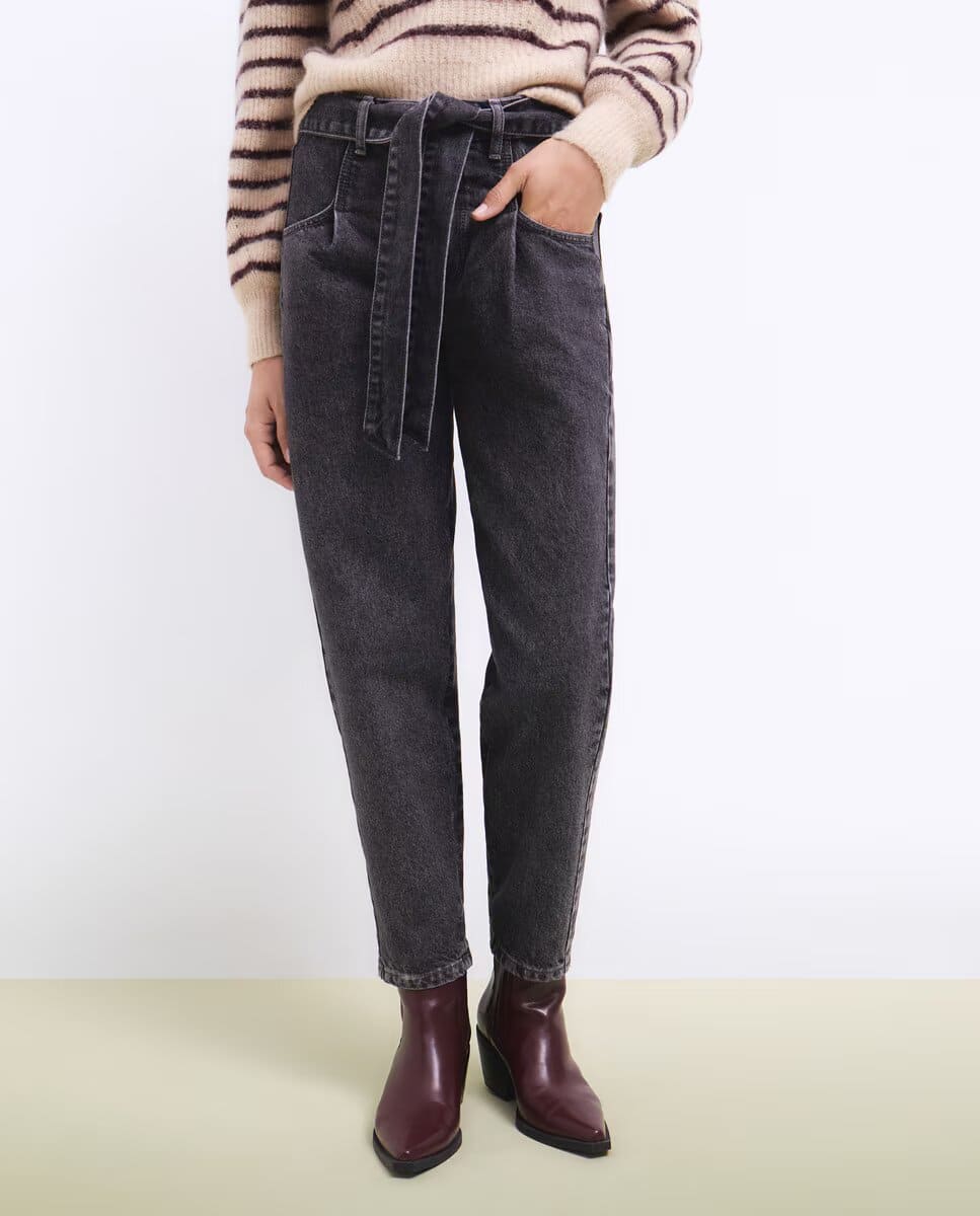 Vaquero de mujer denim relaxed cinturón con lazada de Tintoretto