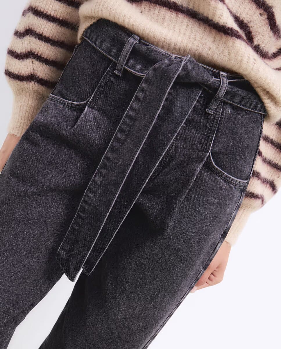 Vaquero de mujer denim relaxed cinturón con lazada