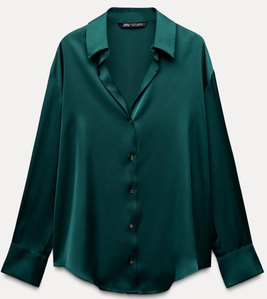 CAMISA BÁSICA SATINADA VERDE ZARA