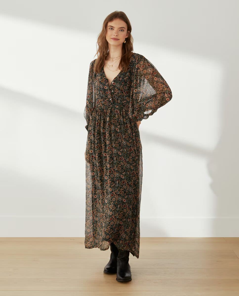 Southern Cotton Vestido georgette largo