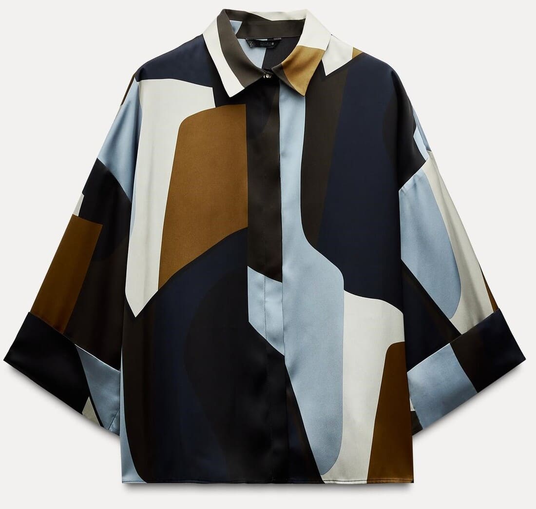 ZARA CAMISA ESTAMPADA SATINADA