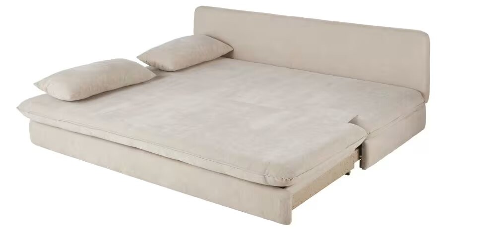 Clio - Sofá cama de plazas de tela reciclada en beige