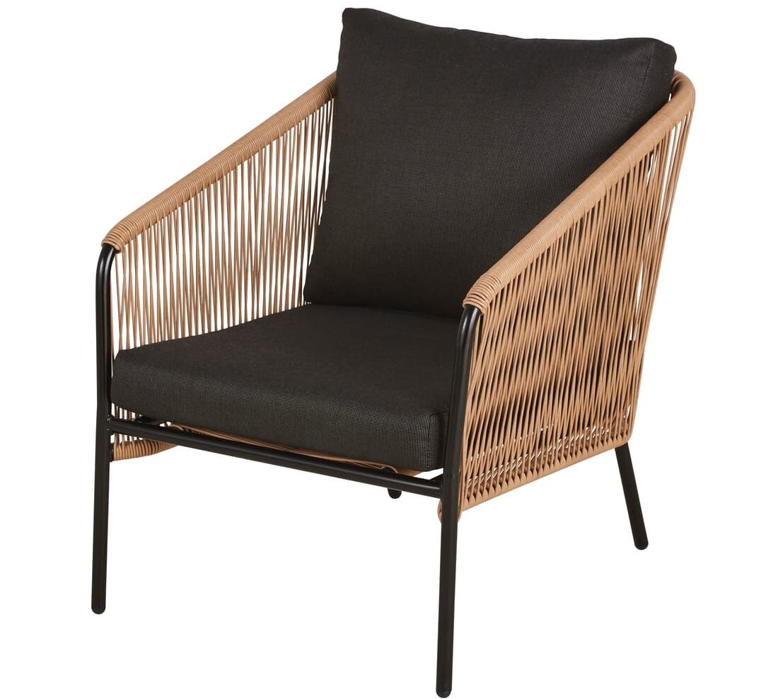 Maisons Du Monde Arun - Silla de jardín de resina reciclada beige y metal negro