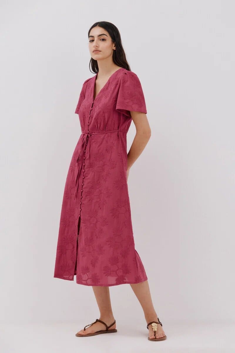 Cortefiel Vestido bordado al tono