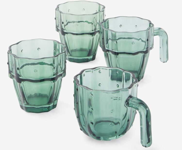 Juego de 4 vasos con forma de cactus
