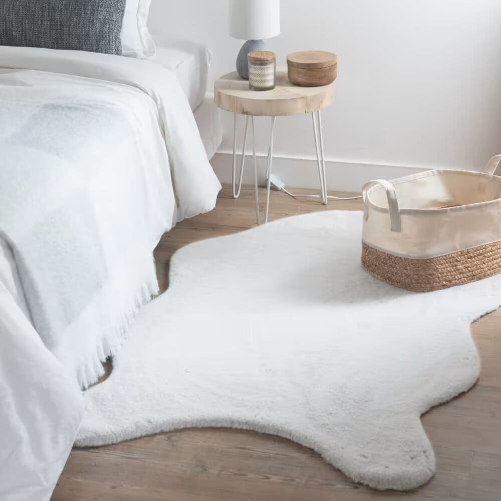 Maisons Du Monde Alfombra de pelo sintético color crudo