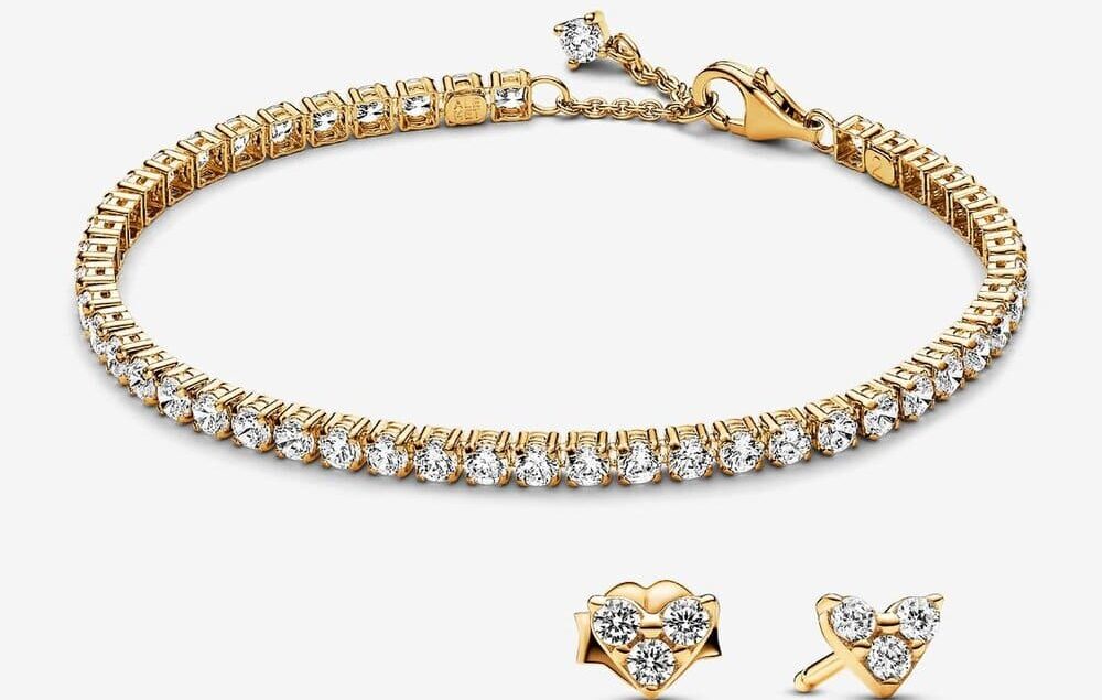 Conjunto de Regalo Pendientes y Pulsera Tenis Brillante de Pandora