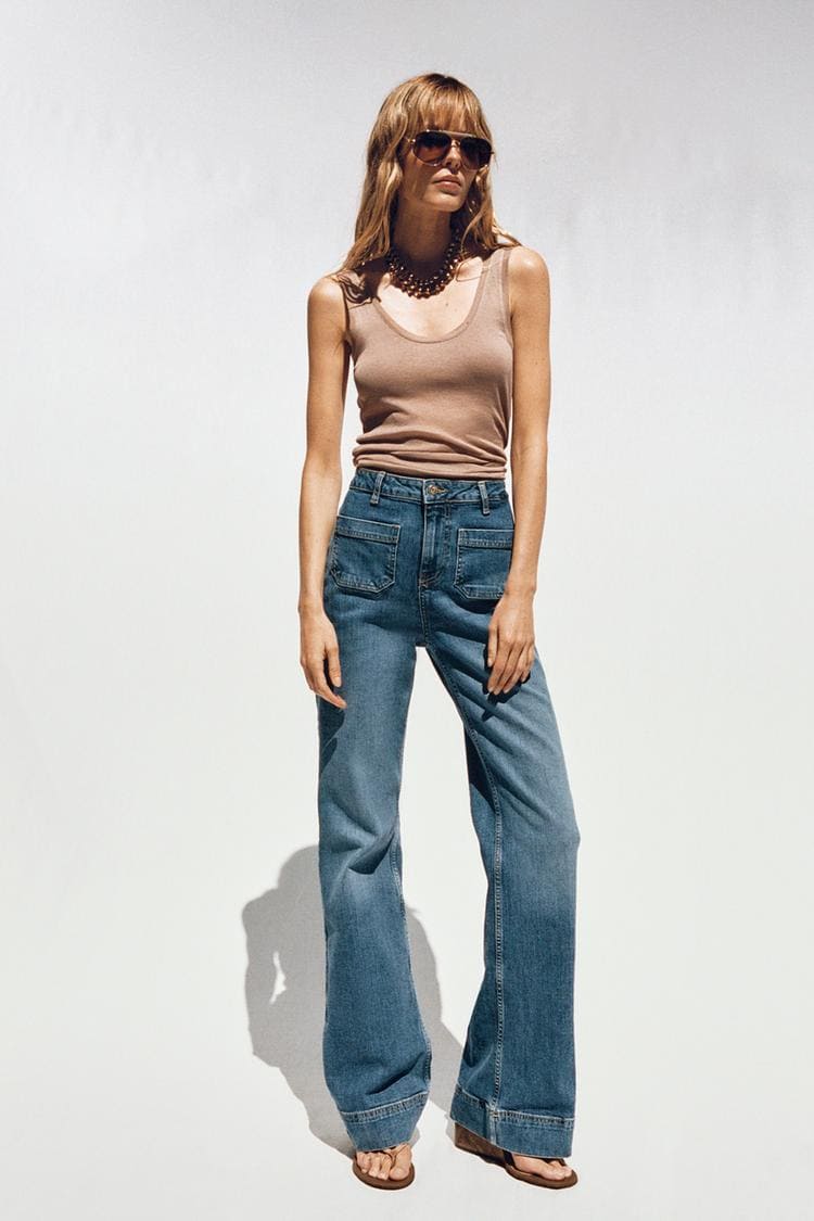 JEANS Z1975 TIRO ALTO BOLSILLOS PLASTRÓN DE ZARA
