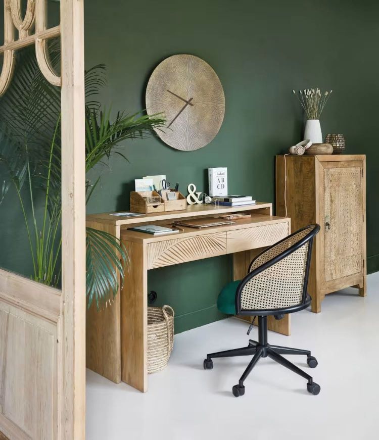 Maisons Du Monde Reloj de metal estriado de color latón KOBE