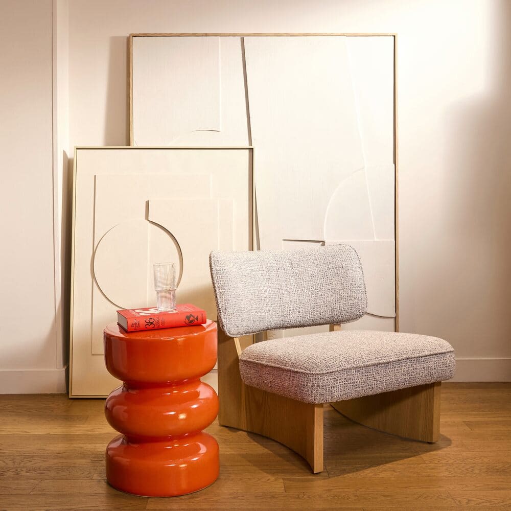 Mesa auxiliar en gres naranja Joseph en Maisons DU Monde