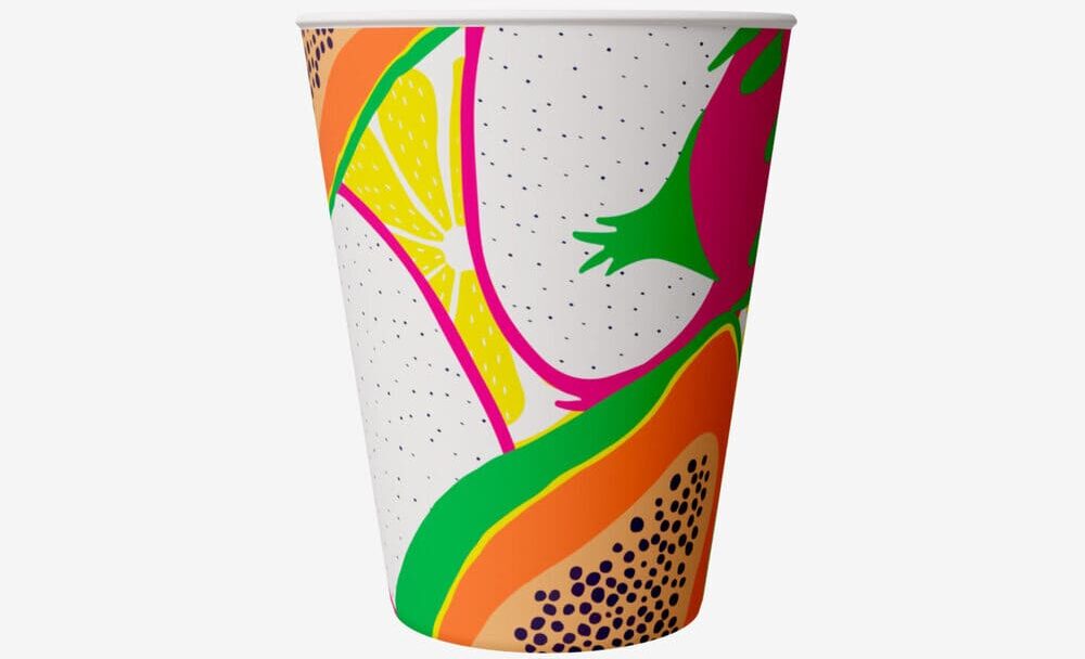 PEPCO Pack de 12 vasos de papel con diseño de frutas