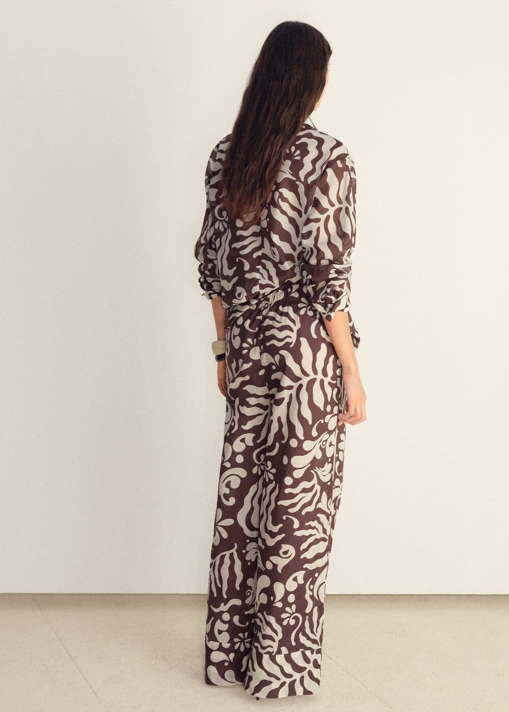 Mango Pantalón algodón estampado