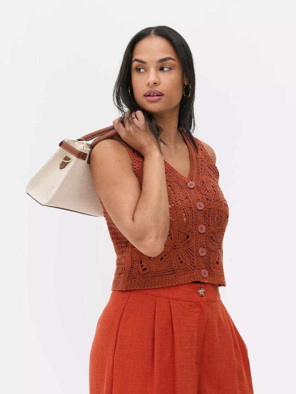 Primark Chaleco de crochet con botones