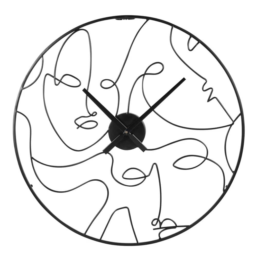 Reloj con diseño de rostros abstractos de metal negro EUGENE