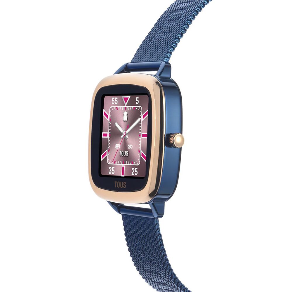 TOUS Reloj smartwatch de acero IPRG rosa y brazalete de acero IP azul D-Connect