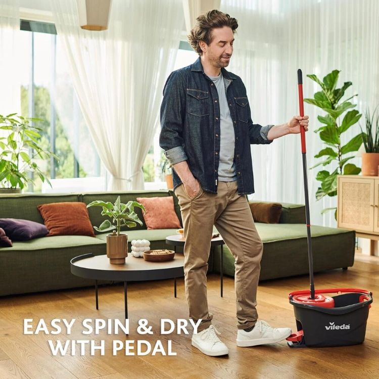 Amazon Vileda Turbo Juego de Cubo de fregona para Suelos giratoria con Pedal