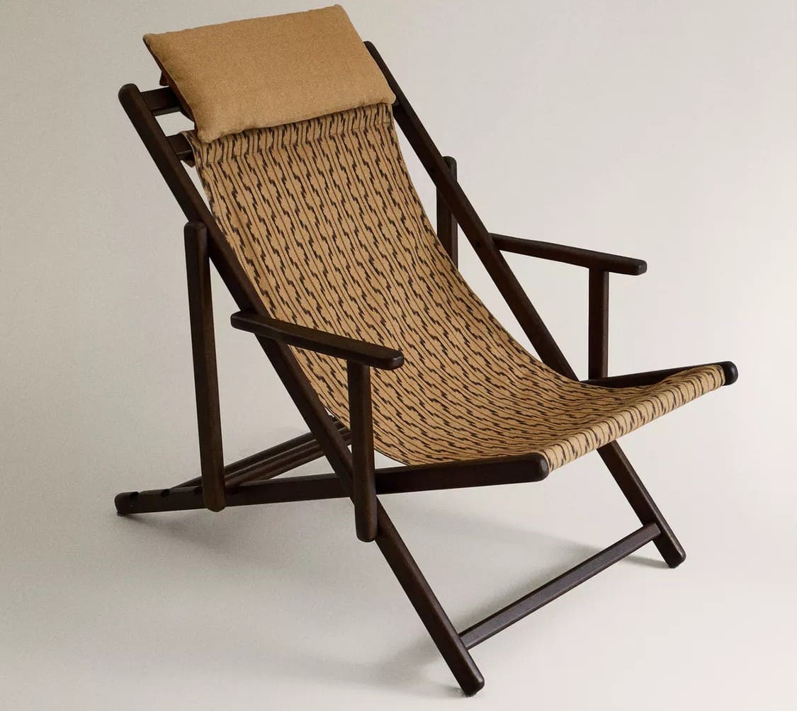 ZARA HOME TUMBONA MADERA REPOSACABEZAS PIEL