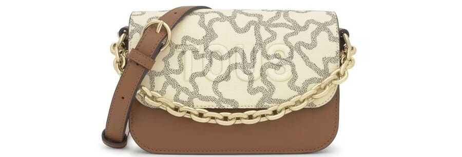 Bandolera pequeña camel y beige Chain Kaos Icon