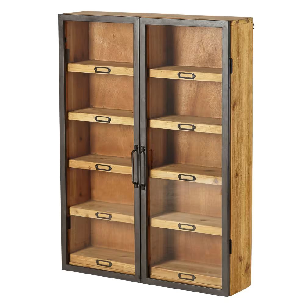 Estantería de abeto con 2 puertas de cristal de Maisons Du Monde