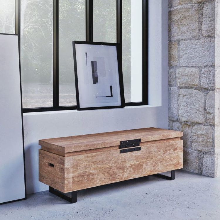 Maisons Du Monde Baúl de madera de mango y metal Anna