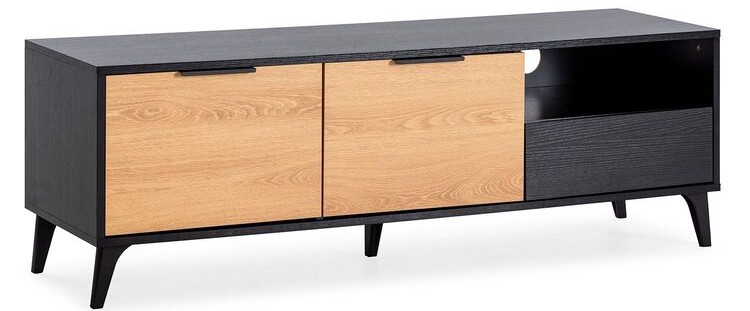 Mueble Tv Kalma 2 Puertas 1 Cajón Negro y roble