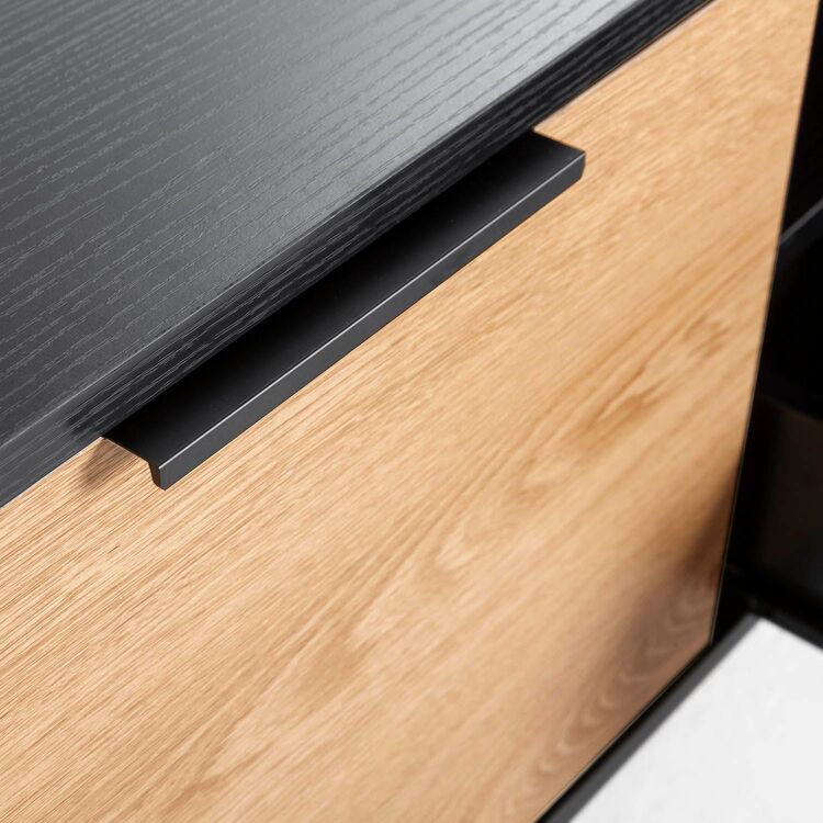 Mueble Tv Kalma 2 Puertas 1 Cajón Negro y roble