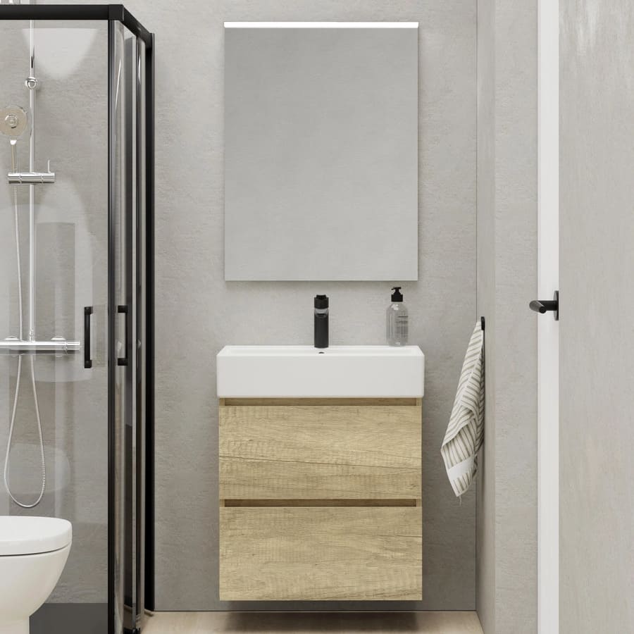Mueble de baño con lavabo Espacio L olmo mate de Leroy Merlin