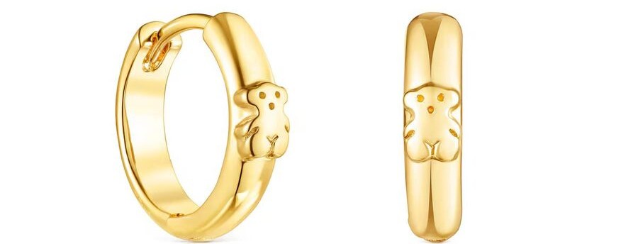 Pendientes aro oso con baño de oro de TOUS