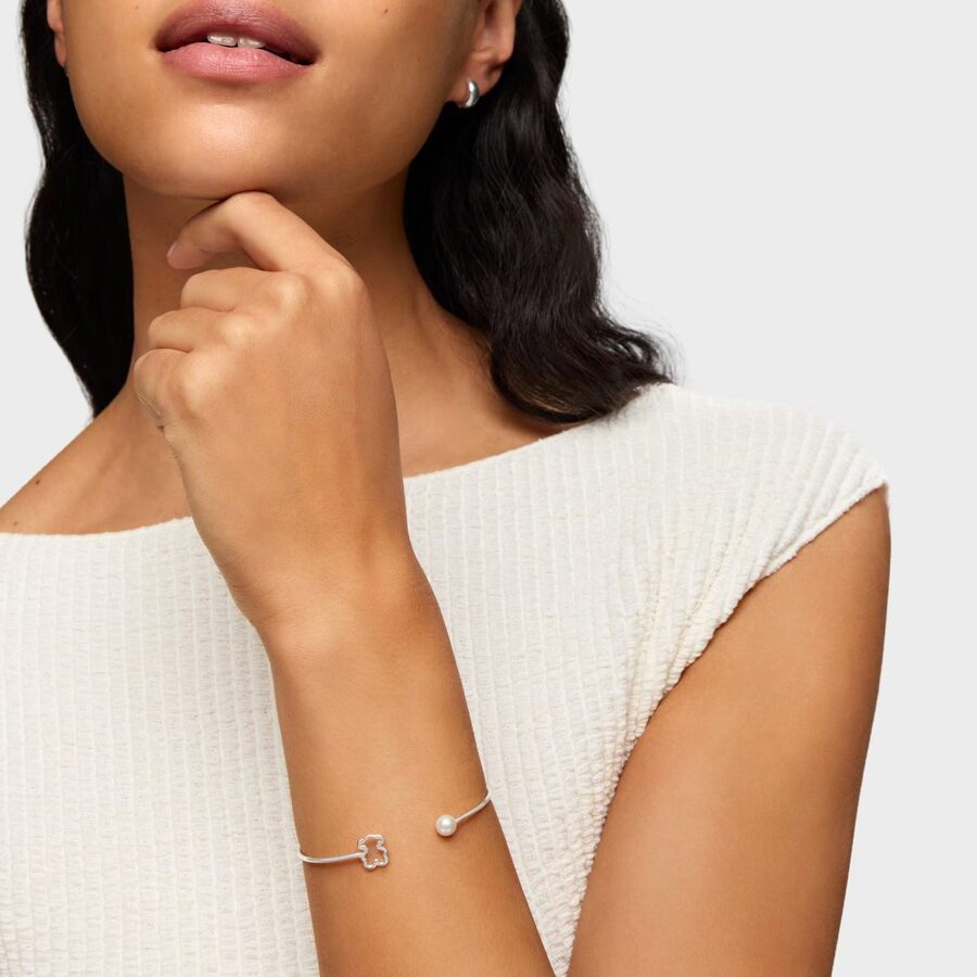 Pulsera esclava de plata con perla cultivada New Silueta