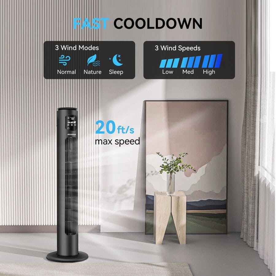 Ventilador De Torre Inteligente, 3 Velocidades