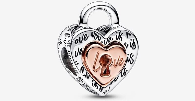 Charm Candado Corazón Divisible en Dos Tonos