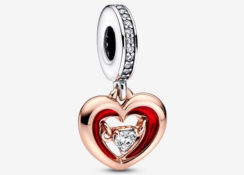 Charm Colgante Corazón Radiante en Dos Tonos